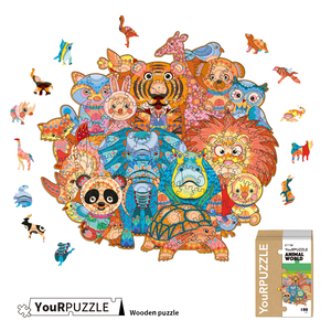 [積木共和國] 【YouRPUZZLE】台灣現貨動物世界拼圖(檢驗合格木質動物拼圖)