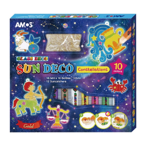 【AMOS 阿摩司】韓國原裝 10 色 星座 主題 吊飾 玻璃彩繪 膠 / 組 SD10P10-CL