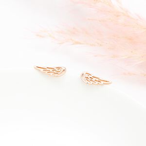 【Angel & Me】天使 夢想 翅膀 Wing s925 純銀 厚鍍 18k 玫瑰金 一對 耳環 耳夾 生日 禮物