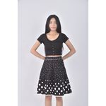 (XL) ma tsu mi棉質點點黑色短裙二手衣, , large