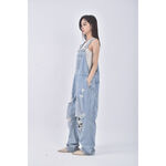 (4XL（含）以上) shein高腰丹寧牛仔吊帶藍色長褲二手衣, , large