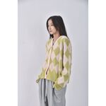 (S) pazzo棉質棋盤格開衫綠色外套二手衣, , large