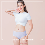 【Clany可蘭霓】台灣製絲蛋白美膚內褲 ｜莫代爾親膚透氣低敏・中腰女內褲 M&ndash;XL  雲霧灰 2152-61, , large