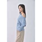 (XL) sister market韓牌斜肩藍色長袖上衣二手衣, , large
