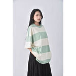 (2XL) alexandra mattiussi棉質純棉條紋綠色短袖上衣二手衣, , large