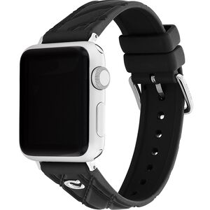 COACH Apple Watch 錶帶 38/40/41mm適用 黑色菱格紋矽膠錶帶 520快樂 送禮禮物(不含手錶)