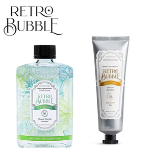 【任e購】RETRO BUBBLE-去漬防護草本精品牙膏–伯爵下午茶口味100g + 乳鐵亮白草本精品漱口水 - 經典Mojito350ml