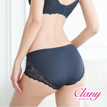 【Clany可蘭霓】台灣製 法蕾柔波 抑菌石墨烯中腰蕾絲 M-XL內褲 3066-62 深灰藍, , large