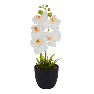 ARTIFICIAL PLANT W/BLACK POT-WHITE