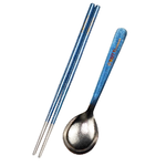 【純鈦冰晶阿湯筷匙組 牛仔藍】環保筷 鈦筷 八角筷 鈦湯匙 大湯匙 筷子湯匙餐具組 環保餐具 露營餐具 攜帶餐具 鈦餐具 冰晶, , large