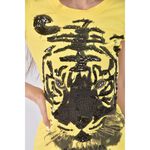 (S) iroo質感棉質動物黃色短袖上衣二手衣, , large