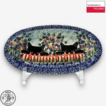 【SOLO Vintage】Cerraf Polish Pottery 19cm Oval Plate Black Cat Garden Series Made in Poland, , large