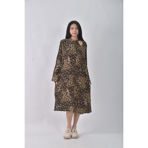 (XL) 豹紋黃色洋裝二手衣