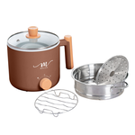 【MOLIJIA】1.8L-M28 Double-Layer Anti-Scalding Non-Stick Cooker + M0819 Stainless Steel Steamer - Elegant Brown, , large