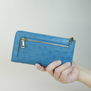 【M2nd】律米耶鴕鳥皮輕薄迷你長夾-土耳其藍(T65A)