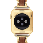 COACH Apple Watch 錶帶 38/41mm 適用 鍊帶結合皮錶帶- 金x咖(不含手錶), , large