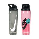 NIKE 大口徑水壺 24OZ/709ml 運動水壺 隨身杯 水瓶 轉蓋 便攜 人體工學 可機洗 防漏 透明黑 透明粉, , large