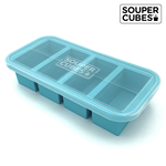 官方直營【Souper Cubes】多功能食品級矽膠保鮮盒4格_湖水綠(250ML/格), , large
