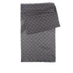 GUCCI GG Logo 羊毛混絲雙色披肩/圍巾/深灰色/灰色, , large