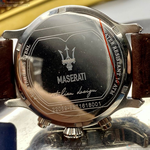 [星晴錶業]MASERATI手錶,42mm,R8871618001寶藍色錶面銀錶殼咖啡色真皮皮革錶帶款, , large