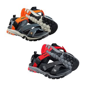 DIADORA迪亞多那 步行者兩棲涼鞋 男鞋 簡約素色 水陸兩用 插扣 魔鬼氈 耐用 減震 吸衝 柔軟 耐磨 灰桔 黑紅