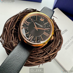 [星晴錶業]SWAROVSKI手錶,34mm,SW00021黑色錶面玫瑰金錶殼深黑色真皮皮革錶帶款, , large