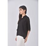 (XL) e h a n韓牌薄紗黑色短袖上衣二手衣, , large