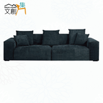 【文創集】艾布灰黑色短絨布四人座沙發椅(客約商品), , large
