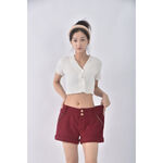 (4XL（含）以上) 素面紅色短褲二手衣, , large