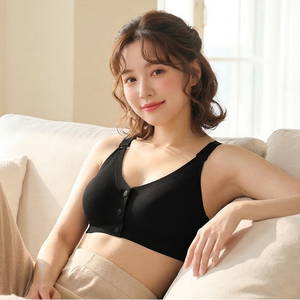 【伊柔 EVEROY】 裸肌無感無鋼圈前扣哺乳內衣 M-3XL(EQ)｜無痕包覆.加大尺碼 W031-63 百搭黑