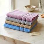 [Kaimei Cotton] 12-Pack Random Colors - MIT 16-Taels Pure Cotton Kids' Towel with Satin Header & Double Black Stripes, , large