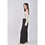 (S) you you高腰質感棉質摺痕黑色長褲二手衣, , large