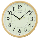 SEIKO 大數字螢光滑動式秒針靜音掛鐘-金/36.1cm, , large