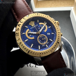 [星晴錶業]VERSACE手錶,46mm,VS11331寶藍色錶面金色錶殼咖啡色真皮皮革錶帶款, , large