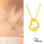 【Prisme Gold】黃金項鍊 愛心小花 鍊墜項鍊 (金重：約0.05錢±0.02), , large