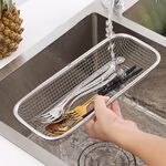 瀝水網孔 不鏽鋼餐具籃 筷籃 網格筷籠 烘碗機籃【Ho覓好物】餐具收納 筷盒 瀝水籃 筷子籃 餐具瀝水 YDX731, , large