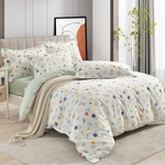 【Betrise】Chuchen Ruomeng | Environmentally friendly printing and dyeing anti-mite and antibacterial 100% combed cotton dual-purpose quilt and bed sheet set - double, , large