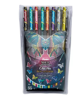 【 Pentel 飛龍 】 蝴蝶筆（一筆雙色）1.0mm 8色/組 K110-8T