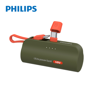 【飛利浦】DLP2550C 4900mAh 直插自帶線口袋行動電源 (Wh標示:17.88Wh) -Type-C頭 / 綠