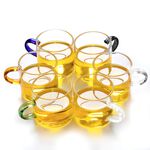 6-Color Handle Glass Teacup Set, , large
