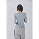 (S) jenny eyelet韓牌質感圓領藍色長袖上衣二手衣, , large