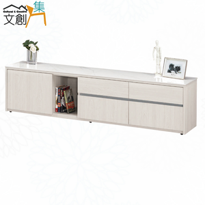【文創集】華爾雙色6尺岩板開門四抽電視櫃(客約商品)