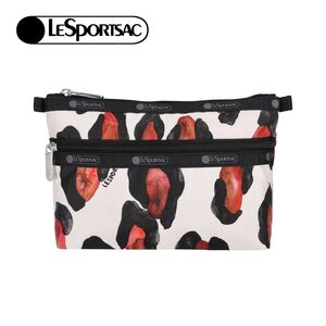 |快速出貨|Lesportsac Cosmetic Clutch 雙層拉鍊收納化妝包/ 水彩豹紋