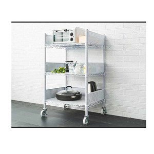 【Y HOUSE】60x45x100cm kitchen cart three-layer storage rack (including fence set + transparent white PP board) - white