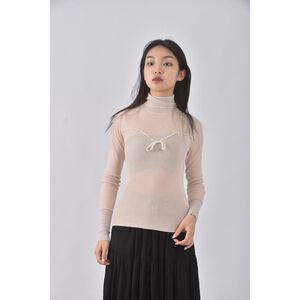 (S) cyuthia rowley質感高領粉色長袖上衣二手衣