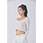 (S) 【安于晴Charlene私服】nnine質感V領白色長袖上衣二手衣, , large