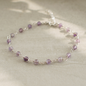 Amethyst Bead Curtain Sterling Silver Bracelet
