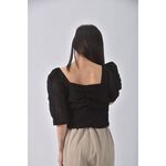 (S) 【德馨私服】質感修身短版棉質純棉黑色短袖上衣二手衣, , large