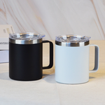 【YU Living】雙層不銹鋼馬克杯400ML 保溫杯 隨行杯-白色, , large