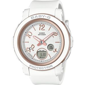 CASIO 卡西歐 BABY-G 緞帶雙顯女錶-白/粉色 BGA-290RA-7A